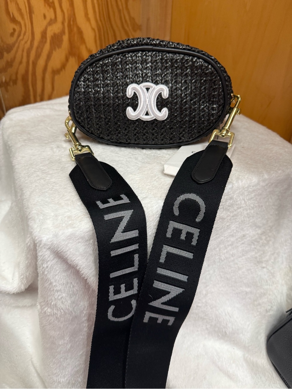 Black Raffia Crossbody Fashion Bag